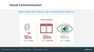 Visual Communication
Mamy tylko kilka sekund, aby zainteresować odbiorcę.
 