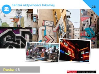 dzieci
umowy, czasowe użyczenia
– np. w szkołach sale gimnastyczne
28
centra aktywności lokalnej
Ruska 46
 