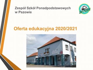 Zespół Szkół Ponadpodstawowych
w Pszowie
Oferta edukacyjna 2020/2021
 