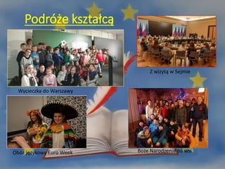 Podróże kształcą
Wycieczka do Warszawy
Obóz językowy Euro Week
Z wizytą w Sejmie
Boże Narodzenie na wsi
 