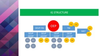 IG STRUCTURE
OEP
OCP OCP
OCP
OCP OCP
OCP
OEVP
iGCDP
OEVP
oGCDP
OEVP
iGCDP
OEVP
oGCDP
OCP OCP
OCP OCP
OCP OCP
OEVP FIN TM
MKT
OCP
OCP
CooCoo
 