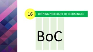 OPENING PROCEDURE OF BECOMING LC16
BoC
 