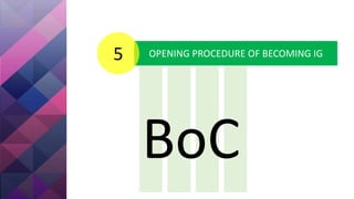 OPENING PROCEDURE OF BECOMING IG5
BoC
 