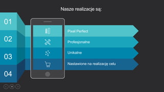 11
Nasze realizacje są:
Pixel Perfect
Profesjonalne
Unikalne
Nastawione na realizację celu
02
01
03
04
 