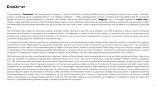 2
Disclaimer
This presentation (“Presentation”) has been prepared by Allegro.eu, a public limited liability company (socié...