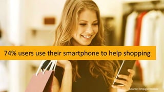 74% users use their smartphone to help shopping
Source: Impigermobile
 