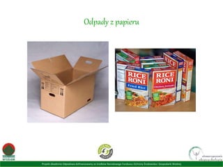 Projekt Akademia Odpadowa dofinansowany ze środków Narodowego Funduszu Ochrony Środowiska i Gospodarki Wodnej
Odpady z papieru
 