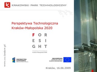 Perspektywa Technologiczna  Kraków-Małopolska 2020 www.sse.krakow.pl Kraków, 16.06.2009 