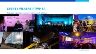 EVENTY WŁASNE PTWP SA
Najlepszy organizator wydarzeń biznesowych w Polsce
4
 Prezentacja Inwestorska
 
