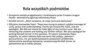 kampania Pepsi z Kendall Jenner PPTX