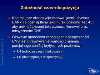 Knowledge
Development
3
-
3
Zależność czas-ekspozycja
 Kontrolujesz ekspozycję tlenową, jeżeli używasz
EANx (a później tl...