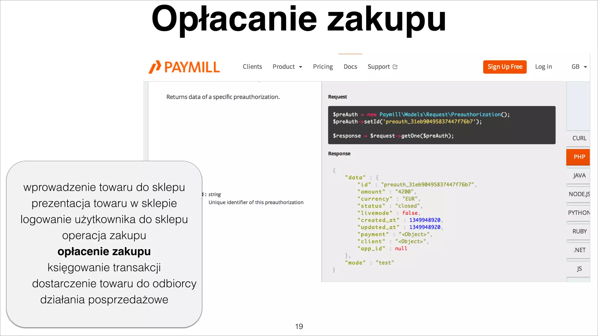 Opłacanie zakupu

wprowadzenie towaru do sklepu
prezentacja towaru w sklepie
logowanie użytkownika do sklepu
operacja zakupu
opłacenie zakupu%
księgowanie transakcji
dostarczenie towaru do odbiorcy
działania posprzedażowe
"19

 