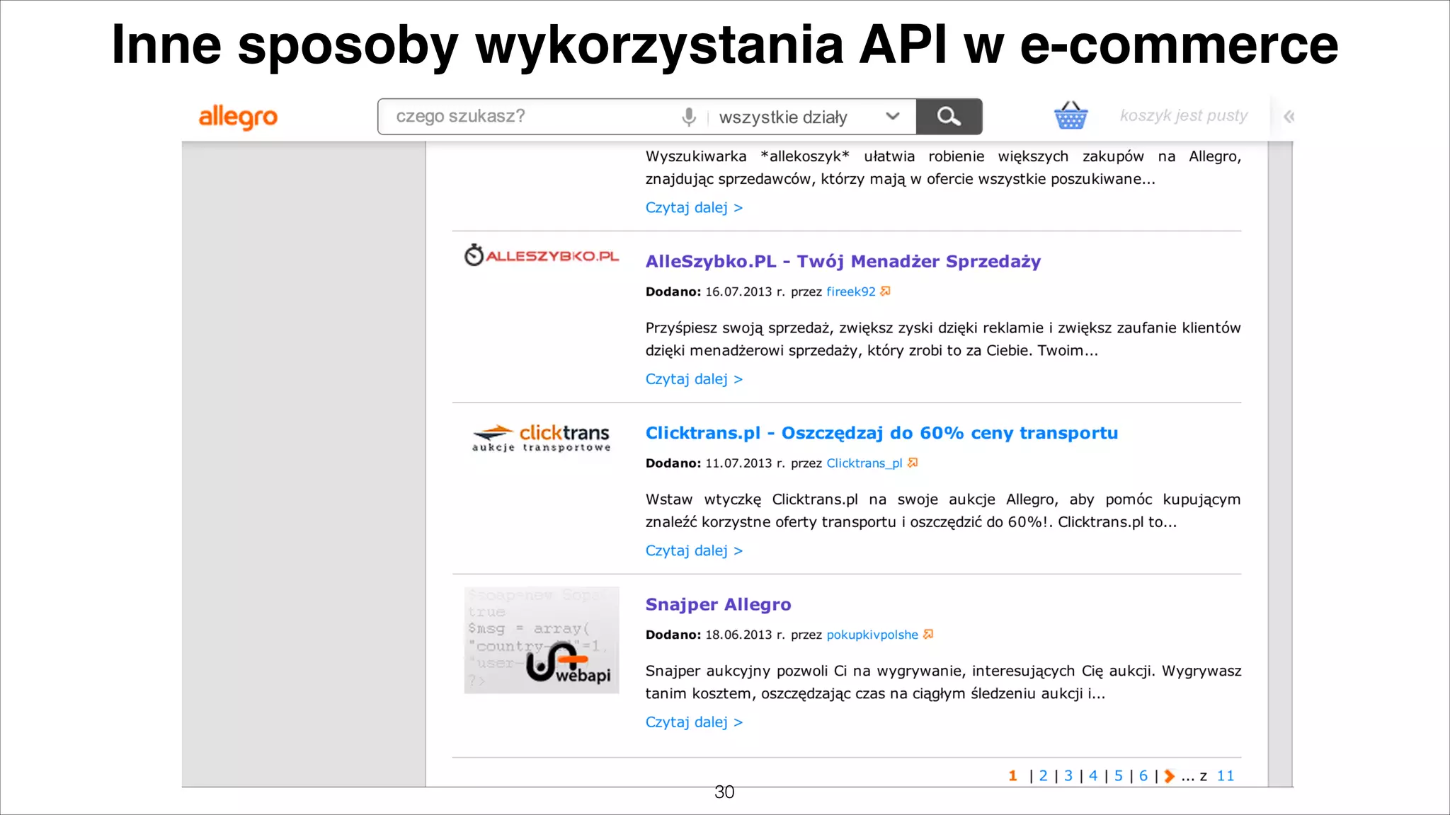 Inne sposoby wykorzystania API w e-commerce

"30

 