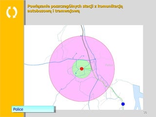  Powiązanie poszczególnych stacji z komunikacją  autobusową i tramwajową Police 