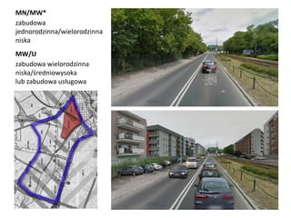 MN/MW*
zabudowa
jednorodzinna/wielorodzinna
niska
MW/U
zabudowa wielorodzinna
niska/średniowysoka
lub zabudowa usługowa
 