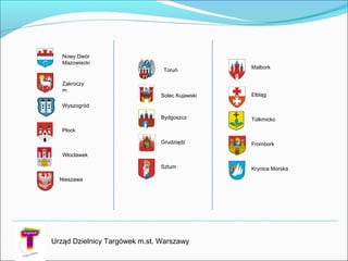 Nowy Dwór
Mazowiecki
Urząd Dzielnicy Targówek m.st. Warszawy
Zakroczy
m
Wyszogród
Płock
Nieszawa
Włocławek
Toruń
Solec Kujawski
Bydgoszcz
Grudziądz
Sztum
Malbork
Elbląg
Tolkmicko
Frombork
Krynica Morska
 
