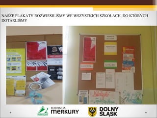 NASZE PLAKATY ROZWIESILIŚMY WE WSZYSTKICH SZKOŁACH, DO KTÓRYCH
DOTARLIŚMY
 