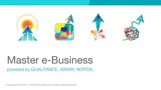 © Copyright 2015 E-BUSINESS. The information contained herein is subject to change without notice.
Master e-Business
powered by QUALITANCE, AXWAY, NORTAL
 