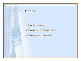 Canale Presa scrisa Presa audio-vizuala Presa pe Internet 