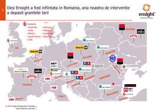 © 2017 Ensight Management Consulting
Toate drepturile rezervate.
6
Desi Ensight a fost infiintata in Romania, aria noastra de interventie
a depasit granitele tarii
RUSSIA
FRANCE
UK
• Australia
• India
• Mexico
• South-Africa
• USA
• Vietnam
• Malaysia
• Indonesia
• Mauritius
SPAIN
ITALY
 