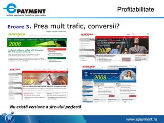 Profitabilitate Eroare 3 .   Prea mult trafic, conversii? 2006 2007 2007 2008 Nu exist ã  versiune a site-ului perfect ã 