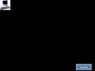 Sisteme de fişiere
Sistemul de fişiere este o structură arborescentă de directoare şi subdirectoare care conţine
fişiere grupate după anumite criterii într-o organizare logică. El face ca datele să fie gestionabile de
către utilizator prin intermediul sistemului de operare. O astfel de grupare a datelor este abstractă şi
nu se regăseşte pe hard disk în această formă. Stocarea fizică a datelor şi alocarea spaţiului pe hard
disk se fac după alte principii. Ceea ce se vede ca structură la deschiderea unei ferestre Windows
Explorer sau My Computer în sistemele de operare Windows, respectiv ca rezultat al comenzii „dir”
din DOS este o reprezentare creată de sistemul de operare pe înţelesul utilizatorului.
• Principalele funcţii ale sistemului de fişiere sunt următoarele:
– stocarea informaţiei, regăsirea informaţiei memorate, protecţia informaţiei la accese neautorizate.
• Operaţii pe care sistemul de operare le face asupra sistemului de fişiere:
– căutarea de fişiere,
– crearea de fişiere,
– modificarea conţinutului unui fişier,
– ştergerea fişierelor,
– listarea conţinutului unui director,
– citirea conţinutului unui fişier.
Organizarea fizică a datelor nu va oglindi structura lor logică. Un fişier nou creat va fi
memorat pe disc într-o zonă care nu este ocupată de alte date. Sistemul de operare va memora adresa
acestei zone şi va ţine în permanenţă evidenţa zonelor ocupate de pe disc. Această evidenţă îl va
ajuta să regăsească oricînd fişierele stocate.
• Protecţia informaţiilor se realizează prin acordarea sau nu a drepturilor de acces la fişiere, fie de către
utilizatorul care este creatorul/proprietarul fişierelor, fie de către un administrator de sistem. Accesul
poate fi parţial, specificat prin anumite permisiuni. De exemplu, unui utilizator i se poate interzice
scrierea într-un fişier, permiţîndu-i-se citirea fişierului, fişierul respectiv va apărea ca „read-only”.
Cuprins
 