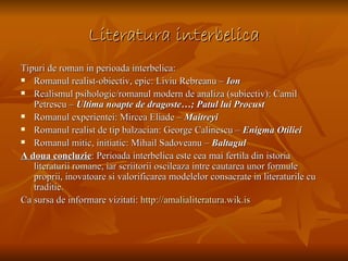 Prezentare aplicatie romanul interbelic | PPT