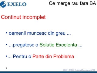 Ce merge rau fara BA Continut incomplet oamenii muncesc din greu ... ...pregatesc o  Solutie Excelenta  ... ... Pentru o  Parte din Problema 