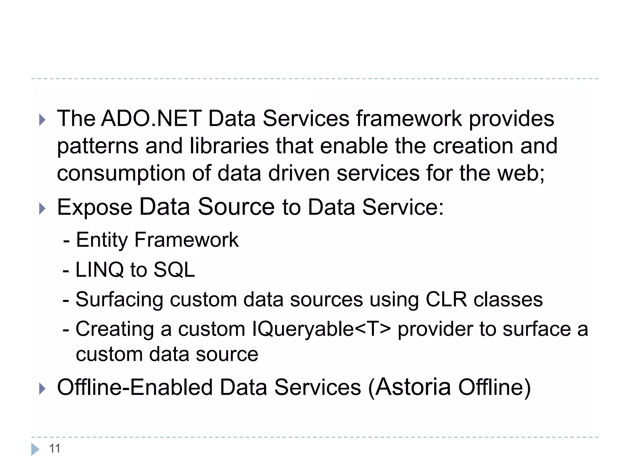 Concepts10REST:     - focuses on key components that enable easy integration and interaction with other systems;   - approaches the need for interoperability and communication between systems through separation of layers;	- Yahoo, Facebook, Flickr, Amazon, Google, ebay, digg;