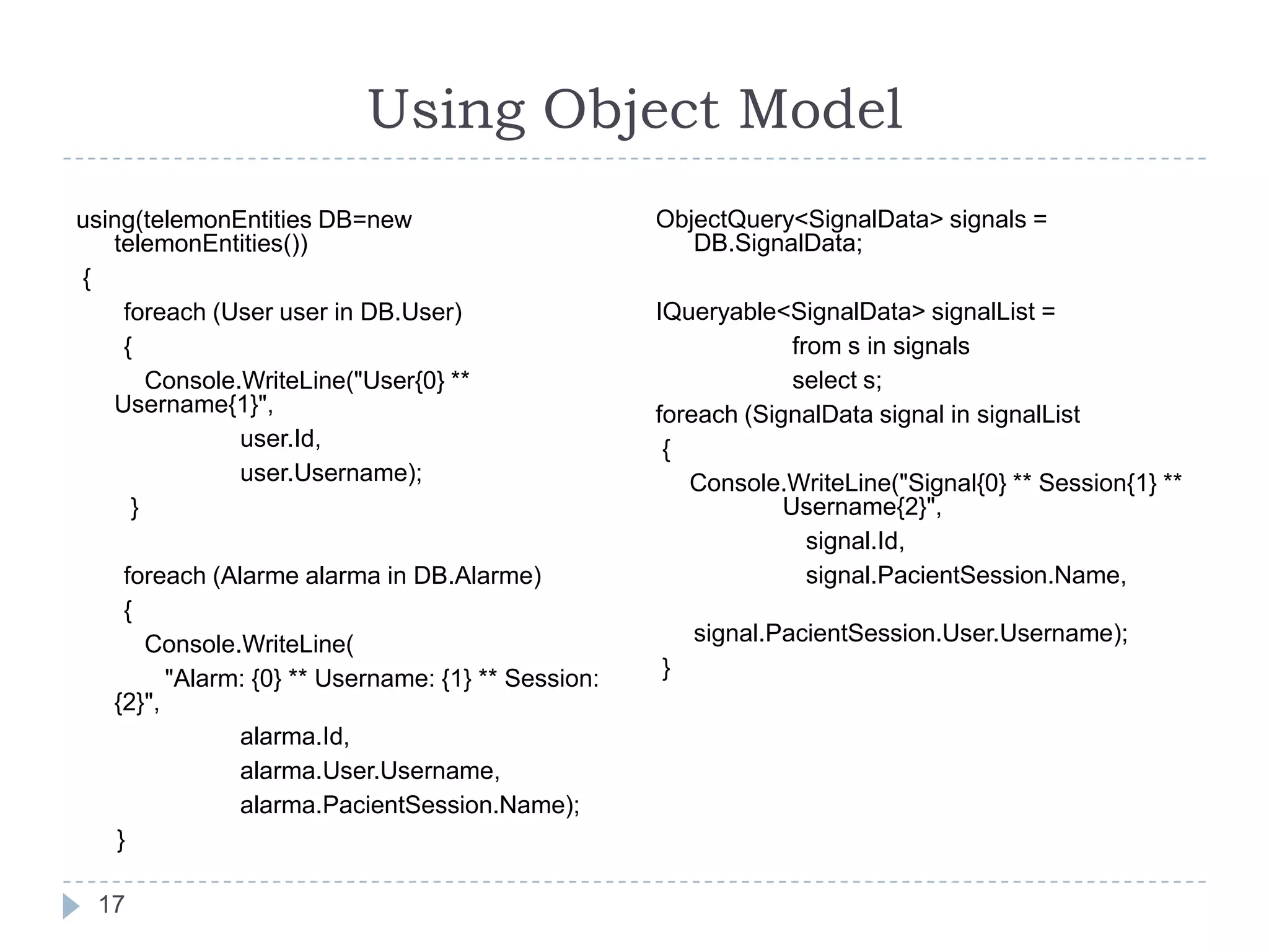 Conceptual SchemaDatabase Schema 16
