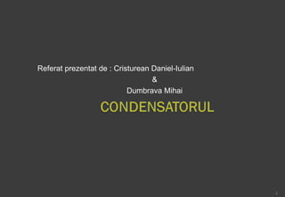 Referat prezentat de : Cristurean Daniel-Iulian
                                  &
                           Dumbrava Mihai




                                                  1
 