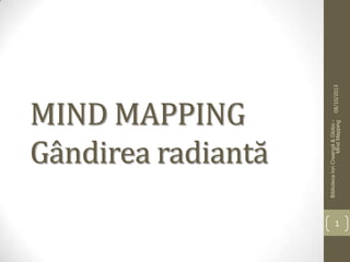 MIND MAPPING
Gândirea radiantă
08/10/2013
BibliotecaIonCreangă&Globo-
MindMapping
1
 
