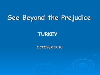 See Beyond the Prejudice TURKEY OCTOBER 2010 