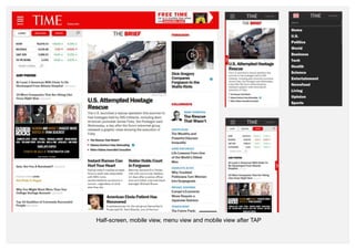 Half-screen, mobile view, menu view and mobile view after TAP 
 