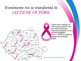 www.avoncampaniisociale.ro
Evenimente roz se transformă în
LECȚII DE VICTORIE
 