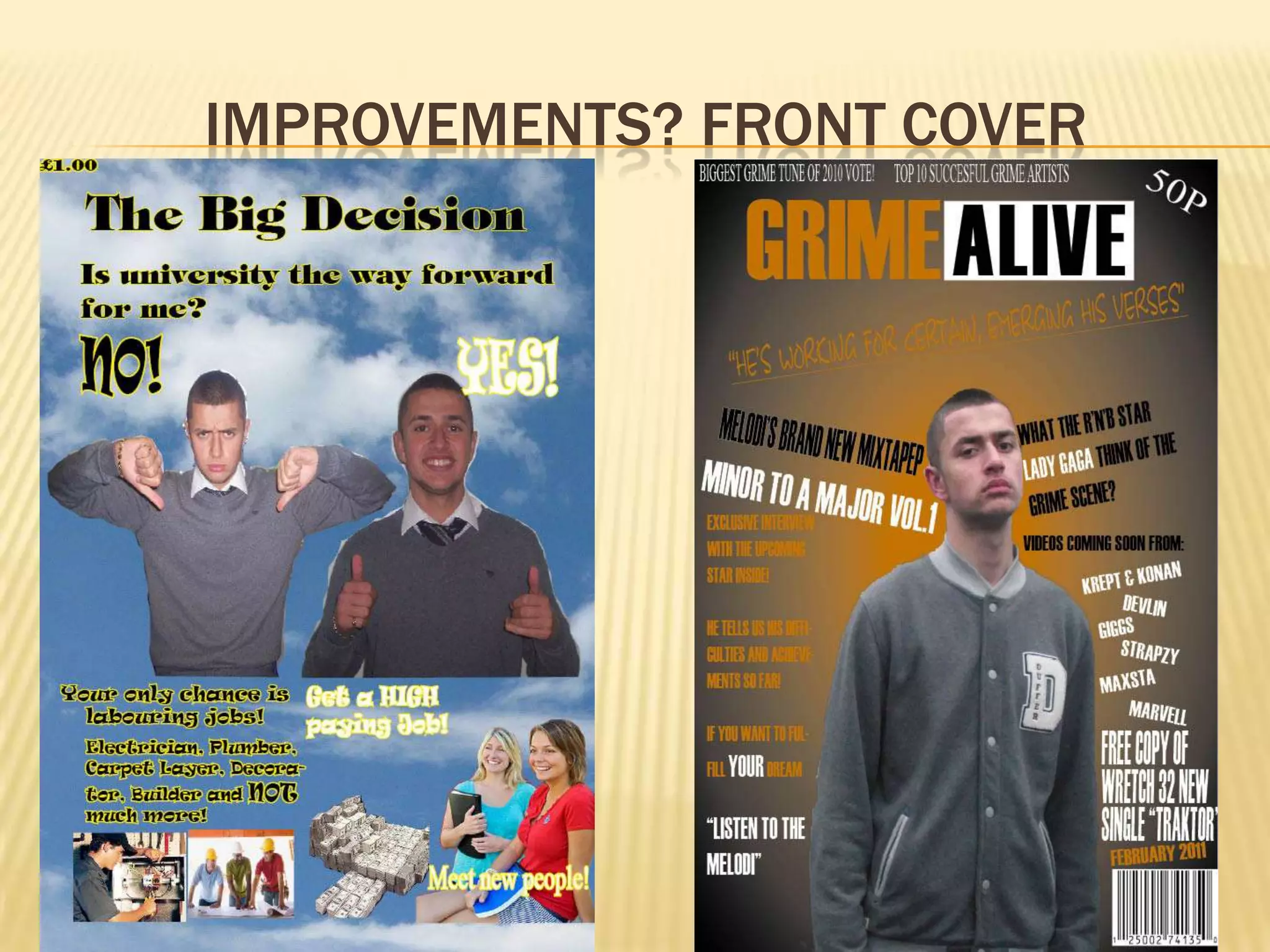 Improvements? Front cover 