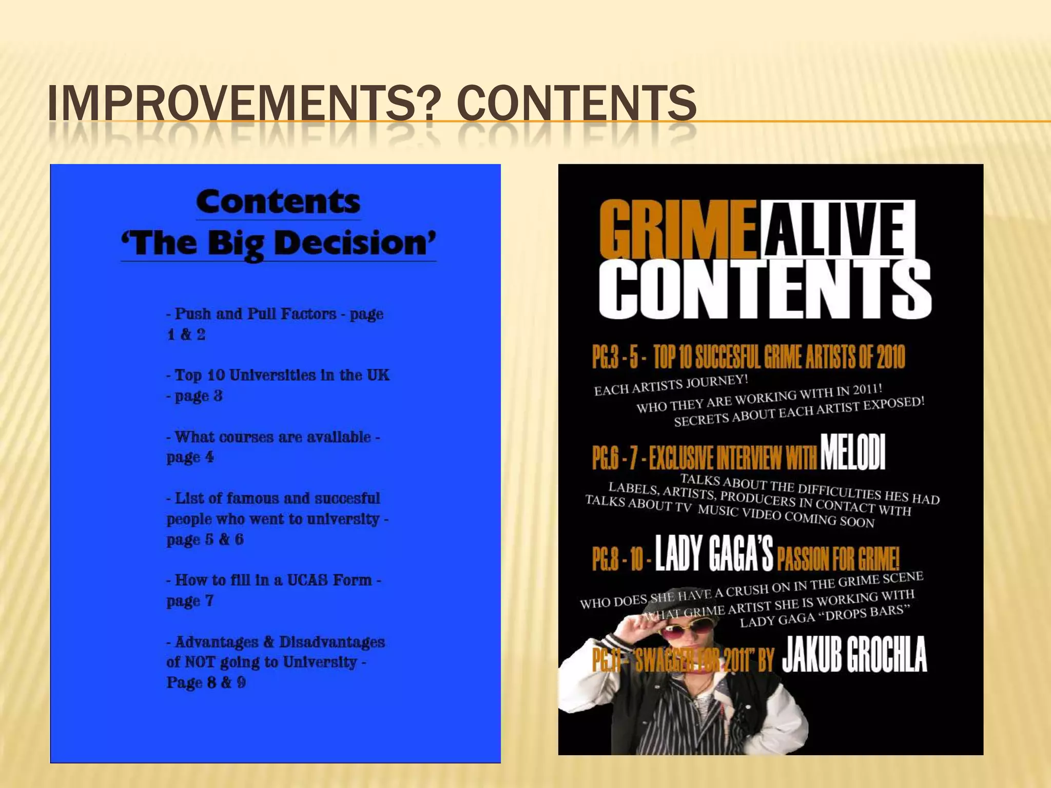 Improvements? contents