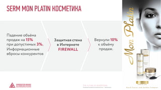 SERM MON PLATIN КОСМЕТИКА
Падение объёма
продаж на 15%
при допустимых 3%.
Информационные
вбросы конкурентов
Защитная стена
в Интернете
FIREWALL
Вернули 10%
к объёму
продаж.
© GENERATION BREND & COMMUNICATION | WWW.RAGB.RU
THE FUTURE OF ADVERTISING
 