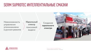 Невозможность
управления
упоминаниями
в ручном режиме
Идеальный
спектр
поисковой
выдачи
Создание
идеального
спектра
SERM SUPROTEC ИНТЕЛЛЕКТУАЛЬНЫЕ СМАЗКИ
© GENERATION BREND & COMMUNICATION | WWW.RAGB.RU
THE FUTURE OF ADVERTISING
 