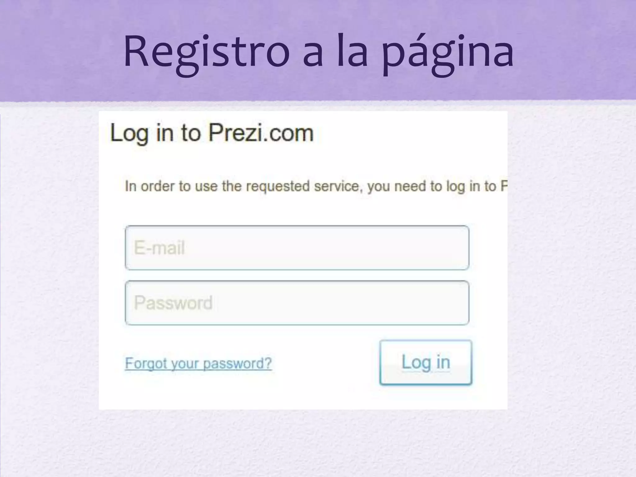 Registro a la página