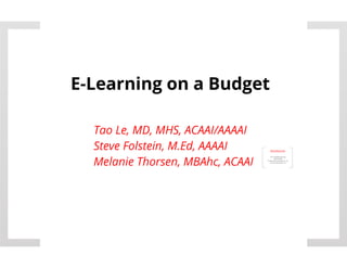 E-Learning on a Budget PDF