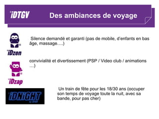 Le périmètre iDTGV12 axes iDTGV en 2010 soit plus de 60 destinationsParis <> Marseille (4)