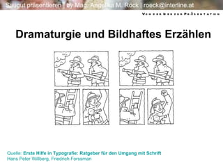 Dramaturgie und Bildhaftes Erzählen Quelle:  Erste Hilfe in Typografie:  Ratgeber für den Umgang mit Schrift  Hans Peter Willberg, Friedrich  Forssman Von der Idee zur Präsentation 