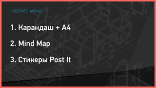 СОБЕРИТЕ КАРКАС:



1. Карандаш + А4

2. Mind Map

3. Стикеры Post It
 