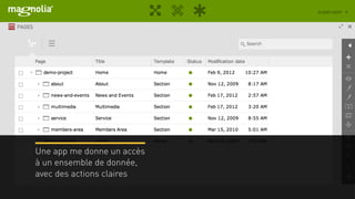 Une app me donne un accès
à un ensemble de donnée,
avec des actions claires
 