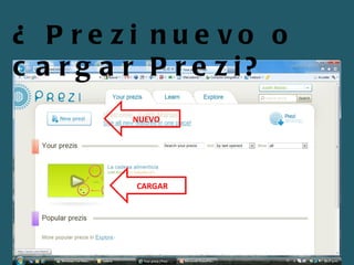 ¿ Prezi nuevo o cargar Prezi? NUEVO CARGAR
