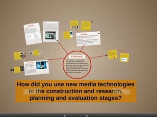 How did you use new media technologies in the construction, research, planning and evaluation stages? 