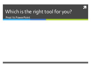 
Which is the right tool for you?
Prezi Vs PowerPoint
 