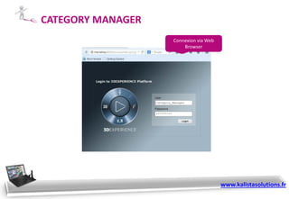 Connexion via Web
Browser
CATEGORY MANAGER
Category_Manager
*********
www.kalistasolutions.fr
 