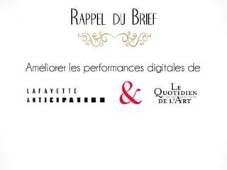 Rappel du Brief
Améliorer les performances digitales de
 